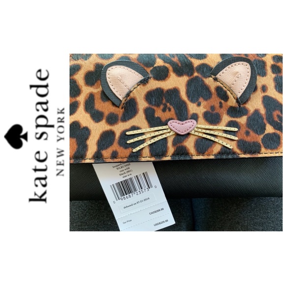 NWT Kate Spade leopard Leather Crossbody clutch - Picture 6 of 6